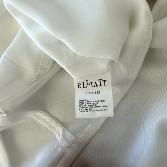 NWT Elliatt Oracle Ivory Mesh Trim Mini Dress Sz M Short Sleeve Shift Structured - Picture 4 of 12